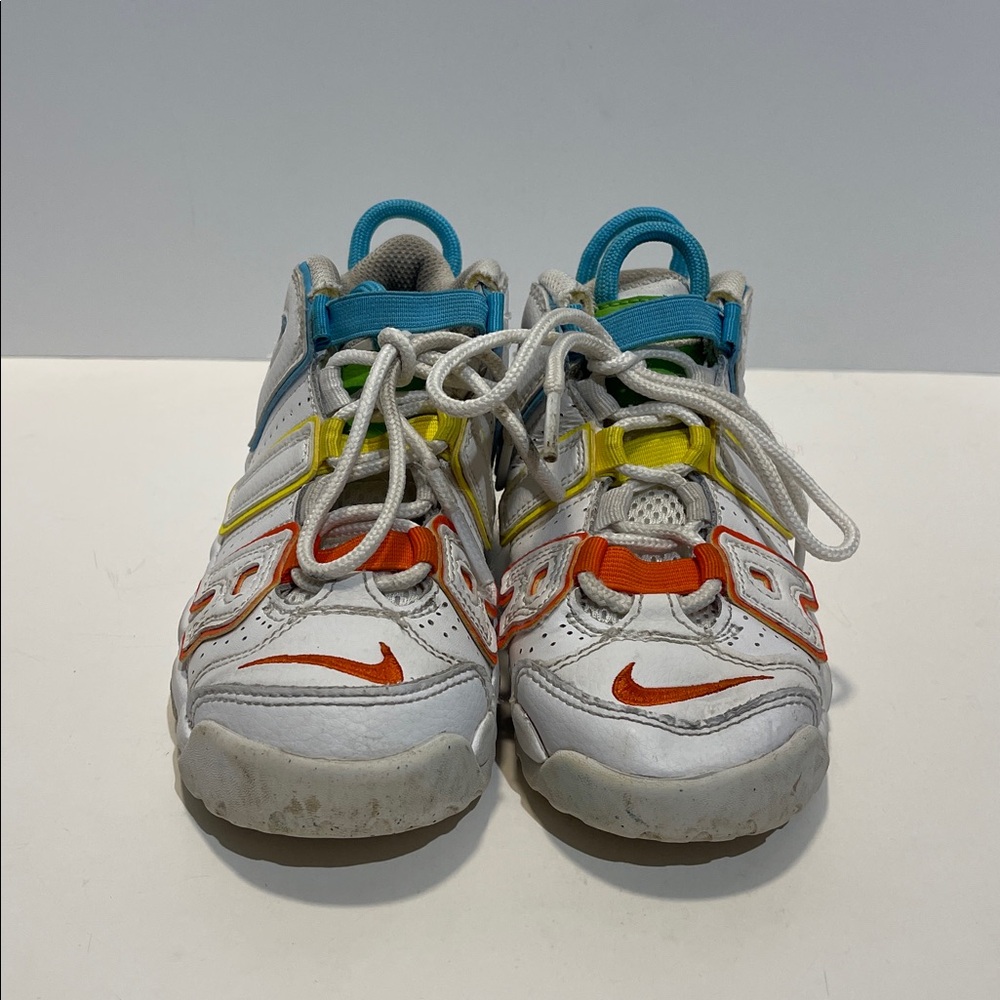 Nike Air More Uptempo BP White/Baltic Blue-Opti Yellow Toddler Size 12C Sneakers - Picture 3 of 10